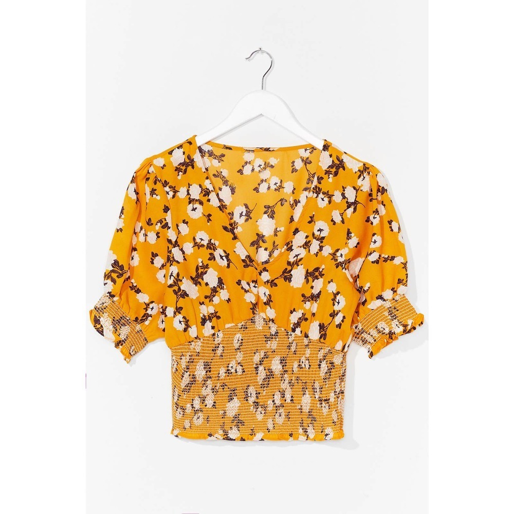 NastyGal Brave Soul London Yellow Floral Crop Top